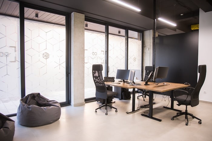 Private office room at Košnica with ergonomic chairs and dual monitors